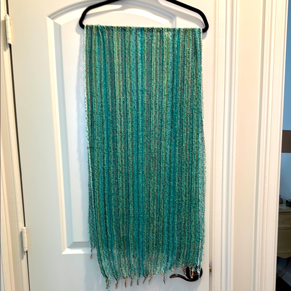 Green Striped Textured Scarf